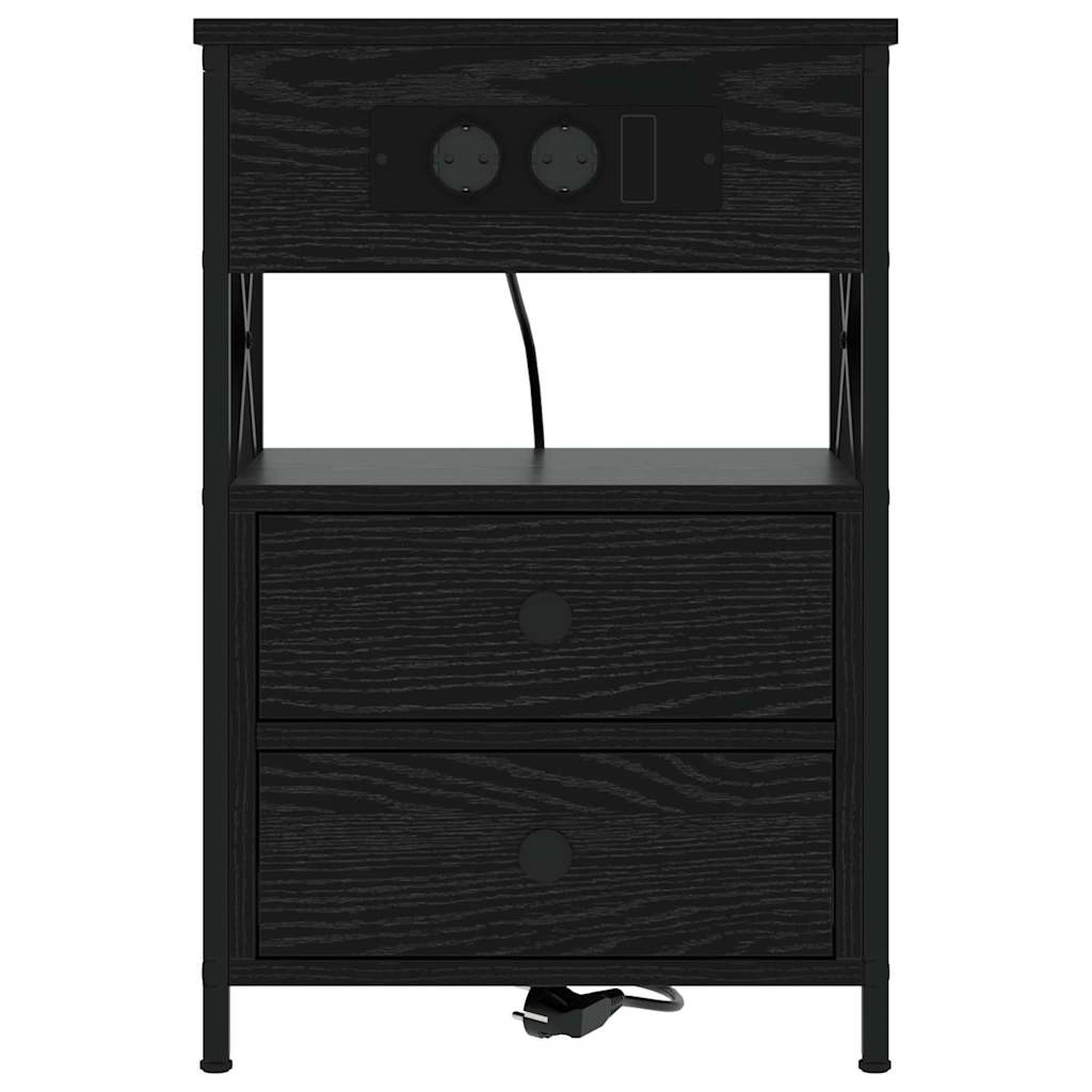Nachttisch 2 pcs Schwarz Eichen-Optik 40 x 31 x 60 cm