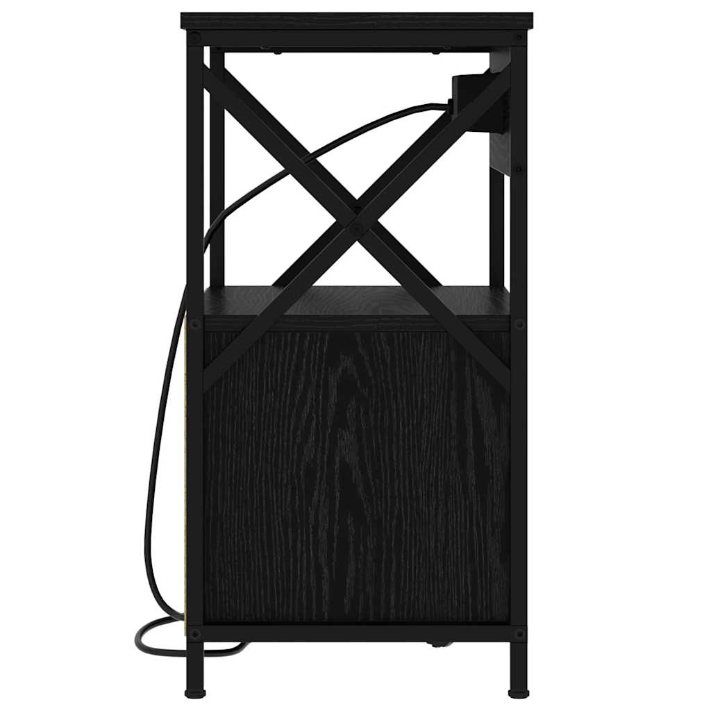 Nachttisch 2 pcs Schwarz Eichen-Optik 40 x 31 x 60 cm