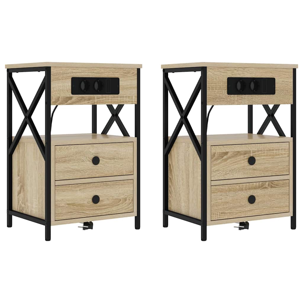 Nachttisch 2 pcs Sonoma-Eiche 40 x 31 x 60 cm Holzwerkstoff