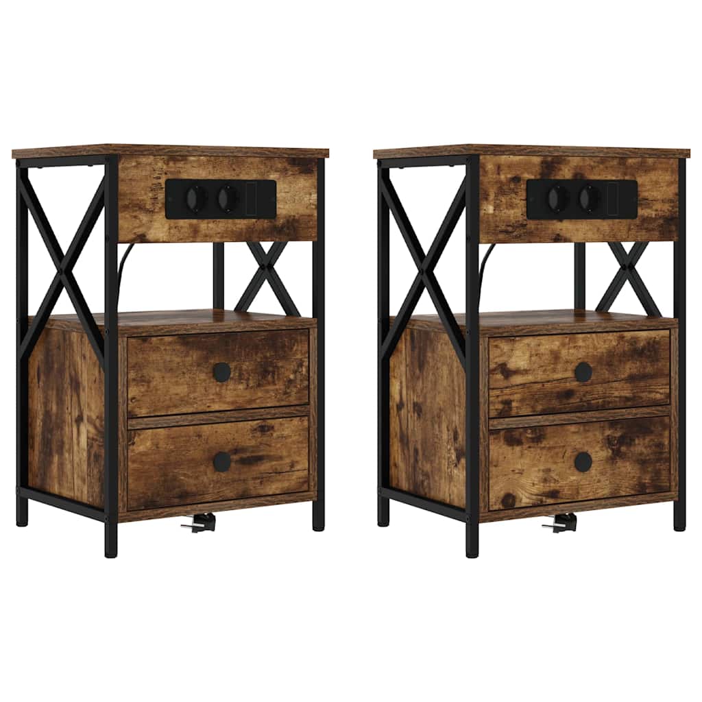 Nachttisch 2 pcs Geräucherte Eiche 40 x 31 x 60 cm