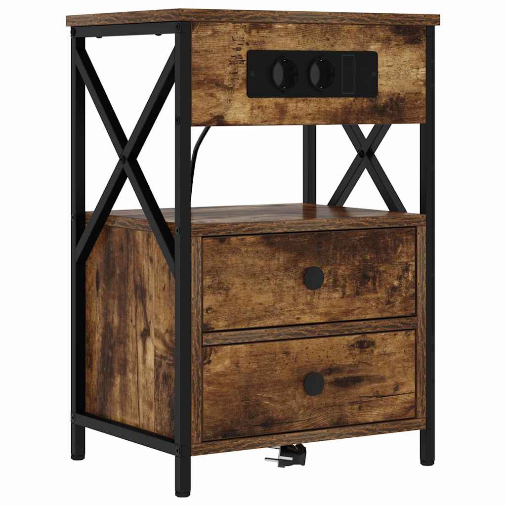 Nachttisch 2 pcs Geräucherte Eiche 40 x 31 x 60 cm