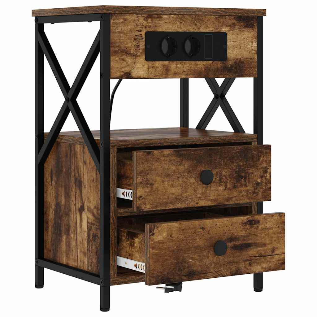 Nachttisch 2 pcs Geräucherte Eiche 40 x 31 x 60 cm