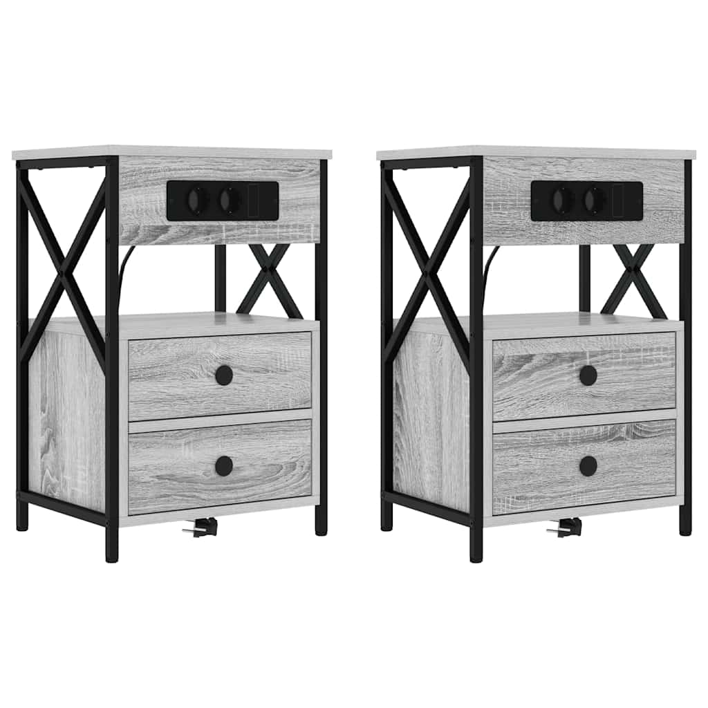 Nachttisch 2 pcs Graues Sonoma 40 x 31 x 60 cm Holzwerkstoff