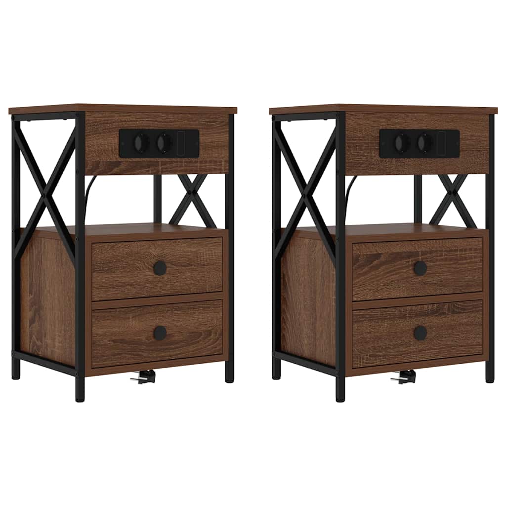 Nachttisch 2 pcs Braun Eichen-Optik 40 x 31 x 60 cm