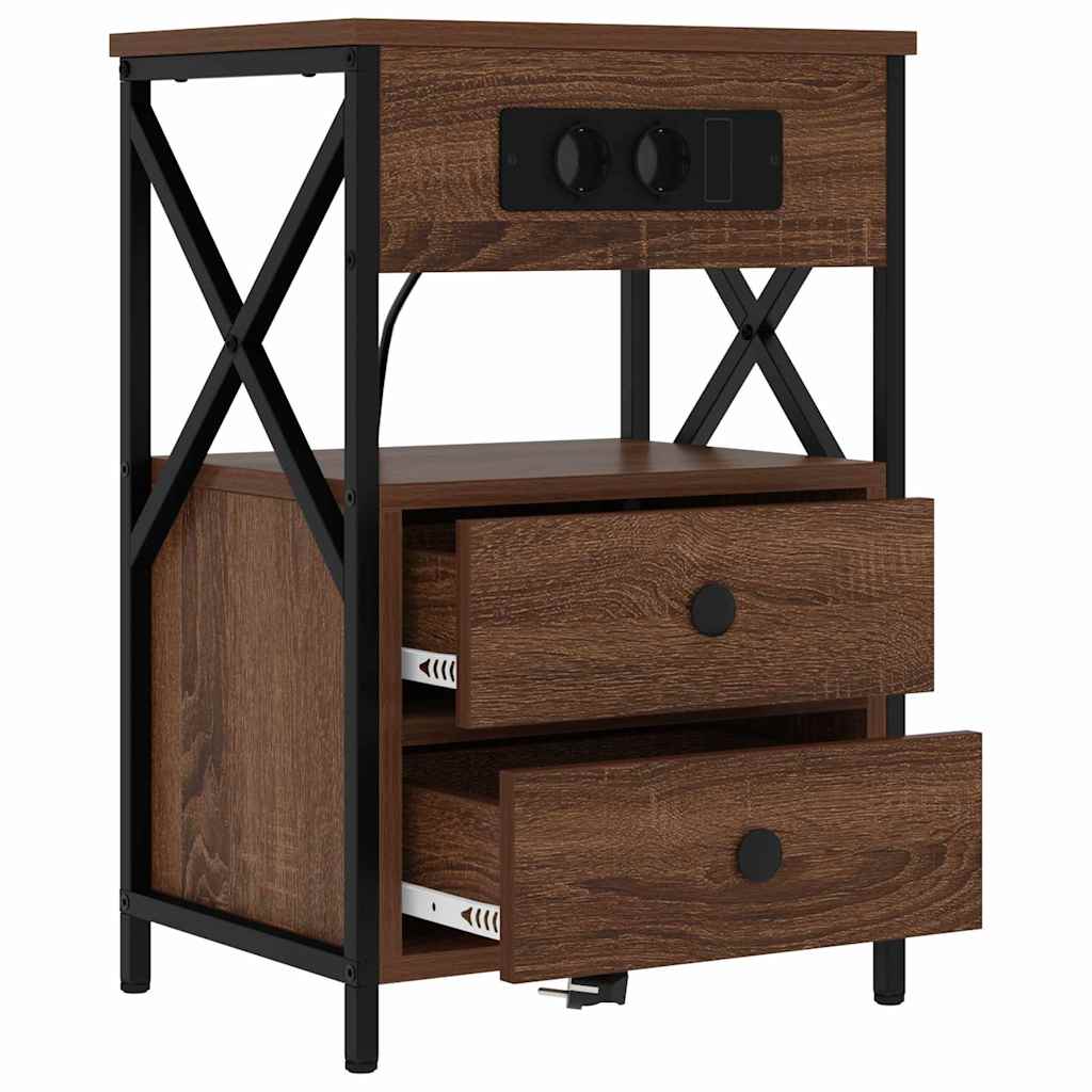 Nachttisch 2 pcs Braun Eichen-Optik 40 x 31 x 60 cm