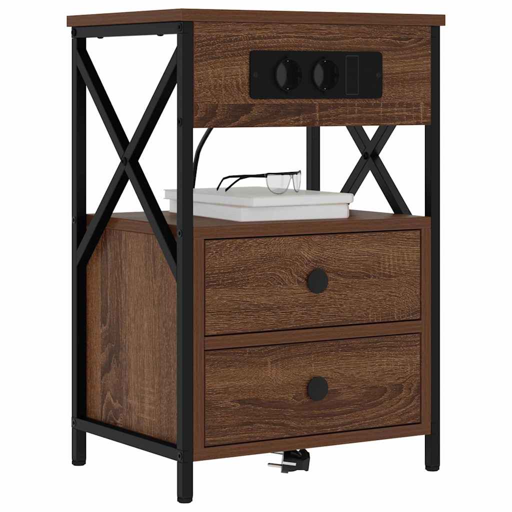 Nachttisch 2 pcs Braun Eichen-Optik 40 x 31 x 60 cm