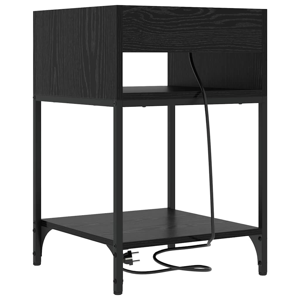 Nachttisch mit Regal 2 pcs Schwarz Eichen-Optik 40 x 40 x 61 cm