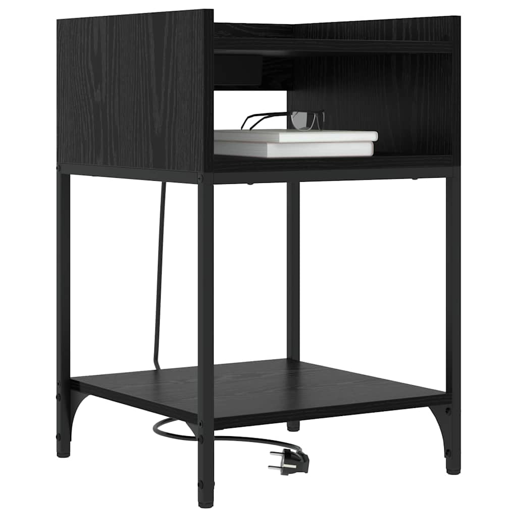 Nachttisch mit Regal 2 pcs Schwarz Eichen-Optik 40 x 40 x 61 cm