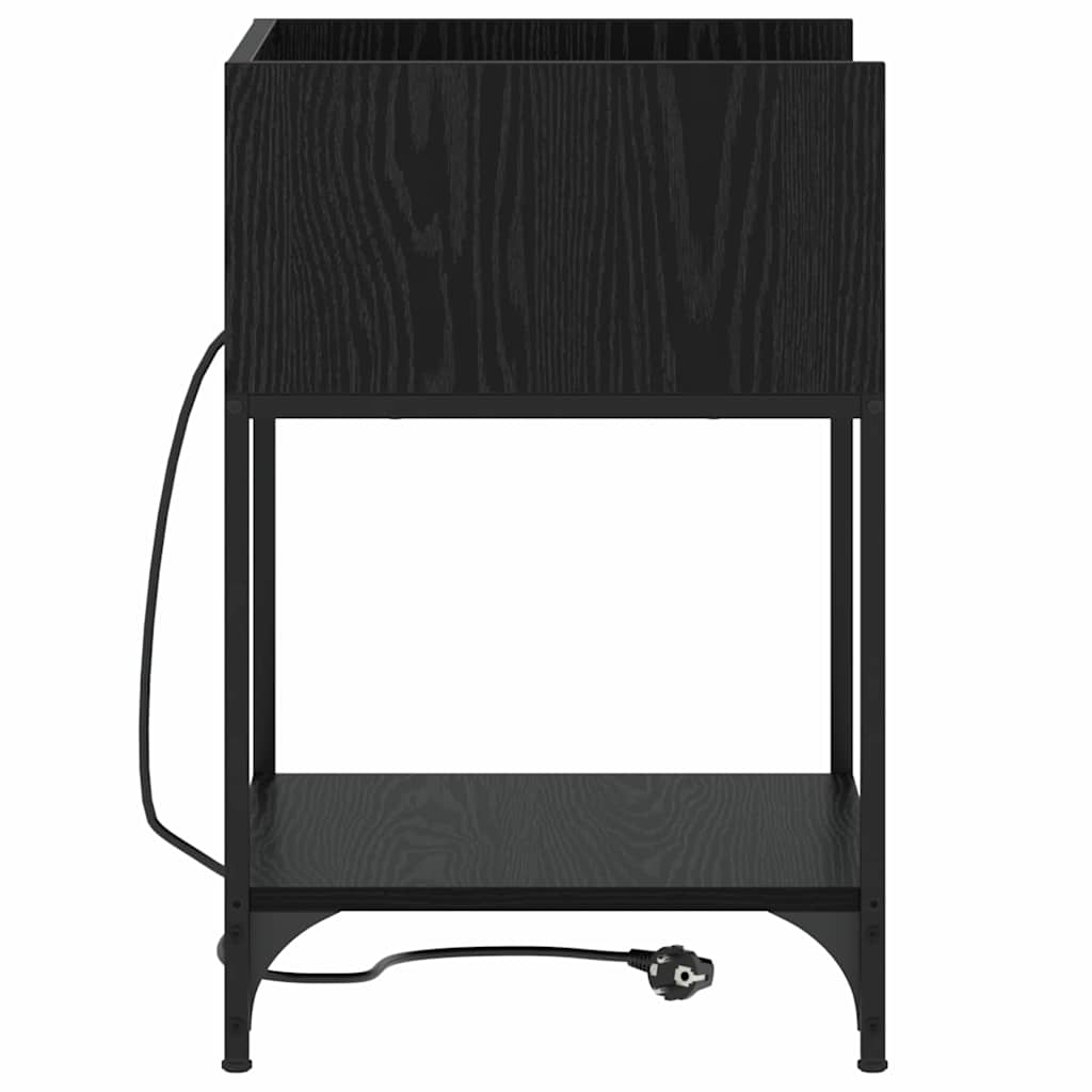 Nachttisch mit Regal 2 pcs Schwarz Eichen-Optik 40 x 40 x 61 cm