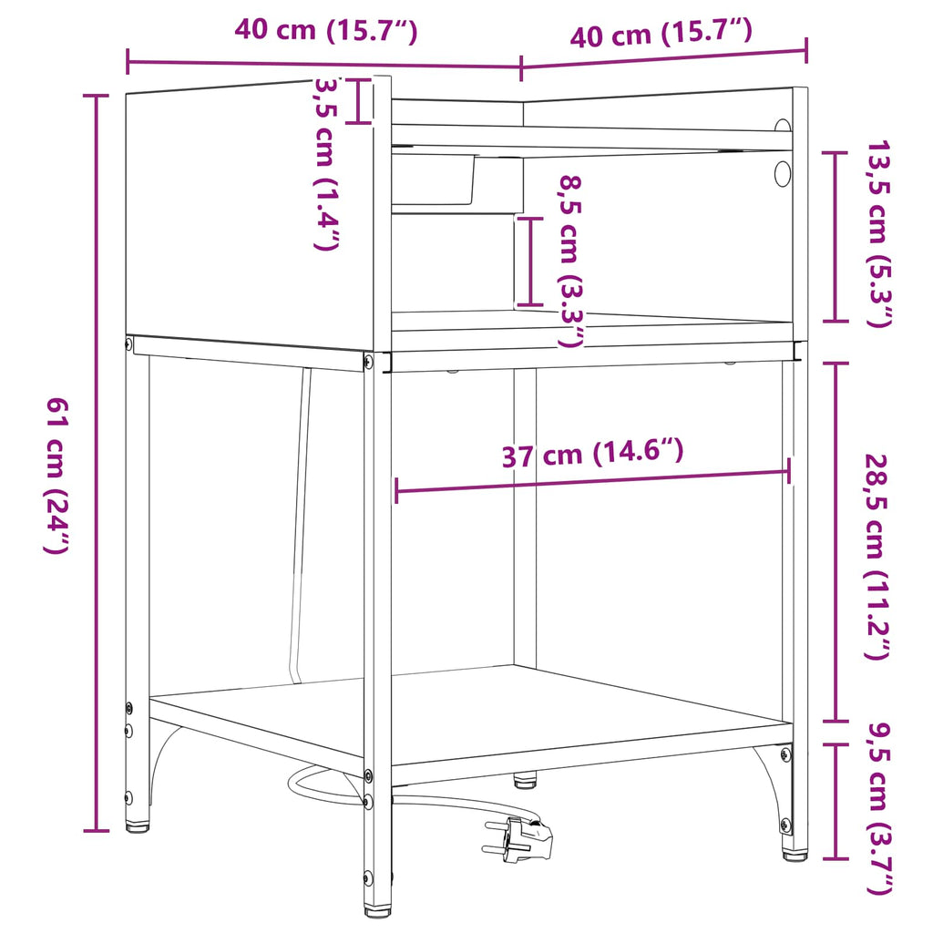 Nachttisch 2 pcs Sonoma-Eiche 40 x 40 x 61 cm Holzwerkstoff