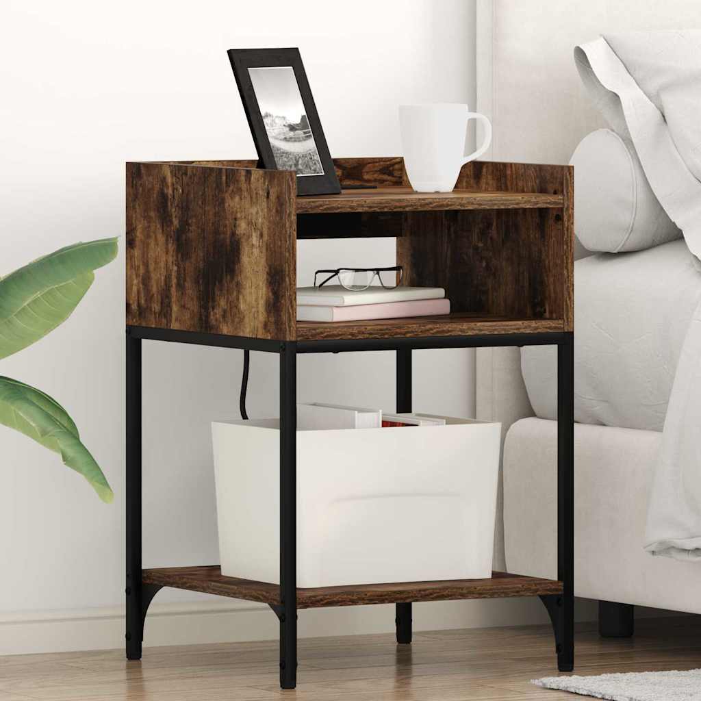 Nachttisch mit Regal 2 pcs Geräucherte Eiche 40 x 40 x 61 cm