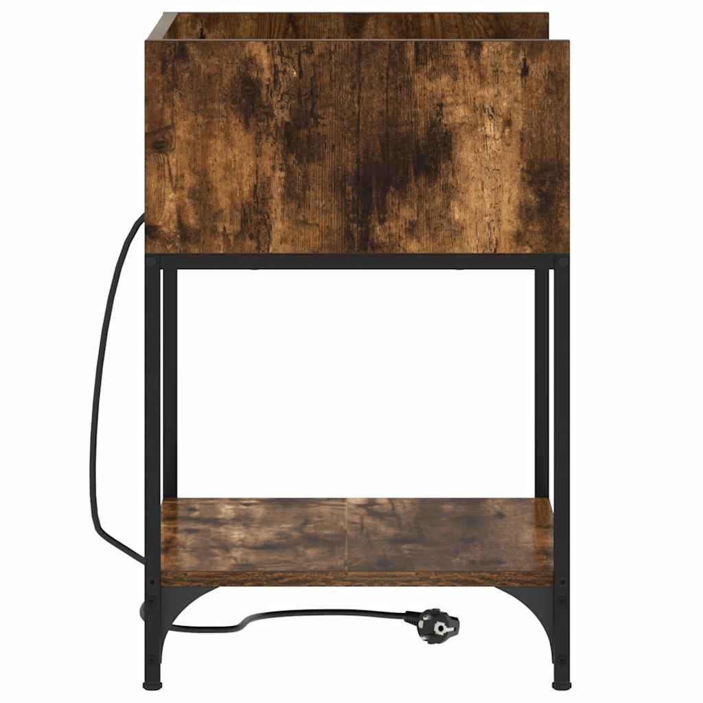 Nachttisch mit Regal 2 pcs Geräucherte Eiche 40 x 40 x 61 cm
