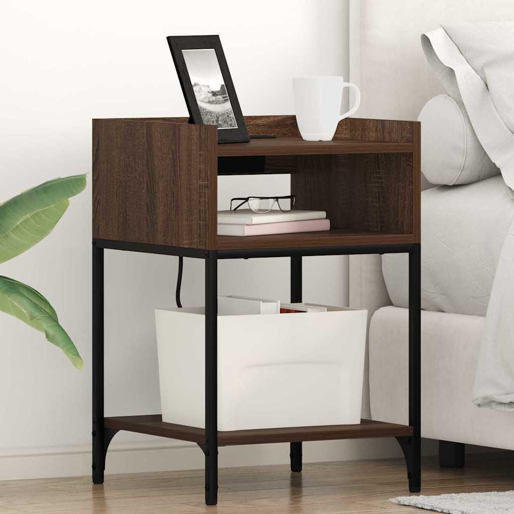 Nachttisch mit Regal 2 pcs Braun Eichen-Optik 40 x 40 x 61 cm
