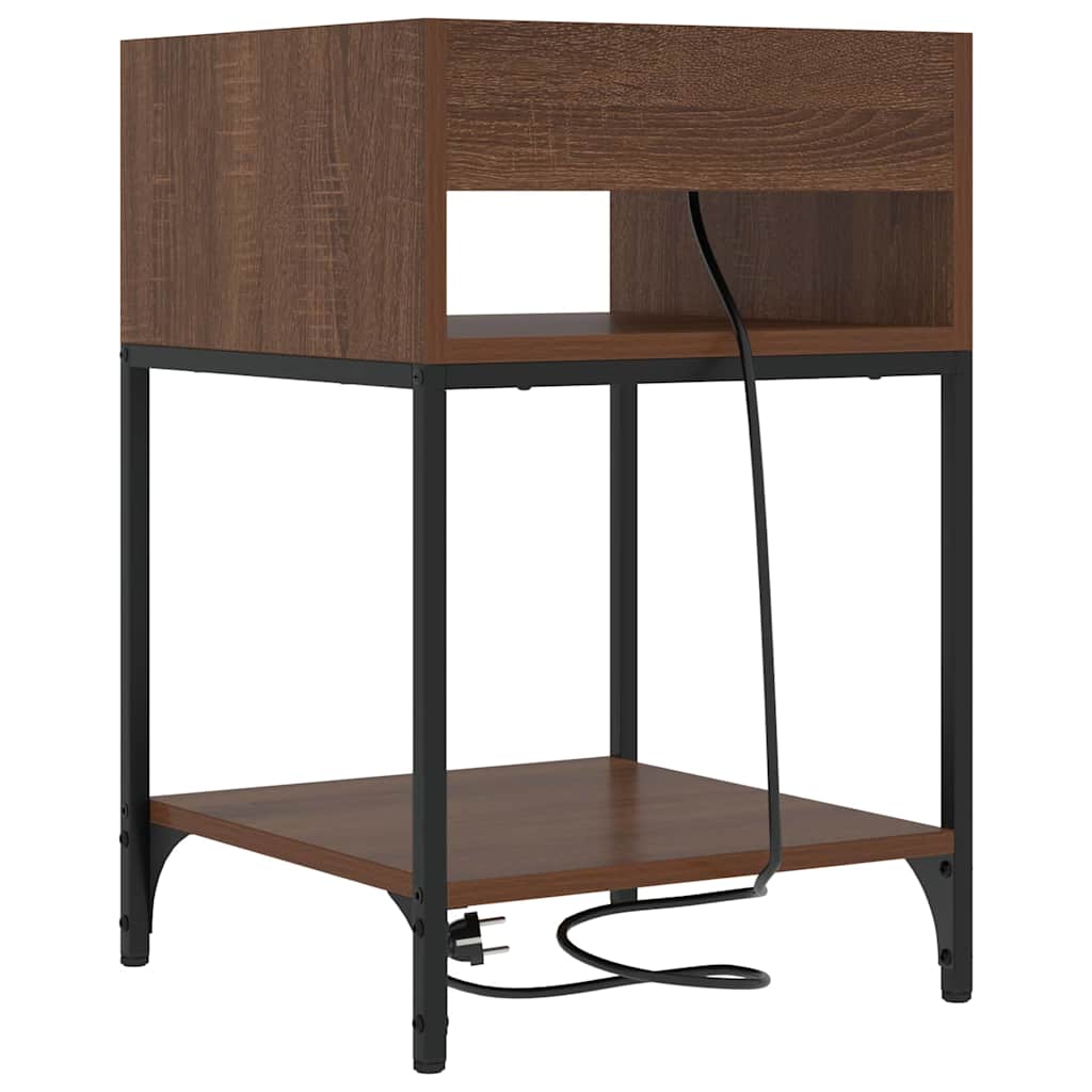 Nachttisch mit Regal 2 pcs Braun Eichen-Optik 40 x 40 x 61 cm