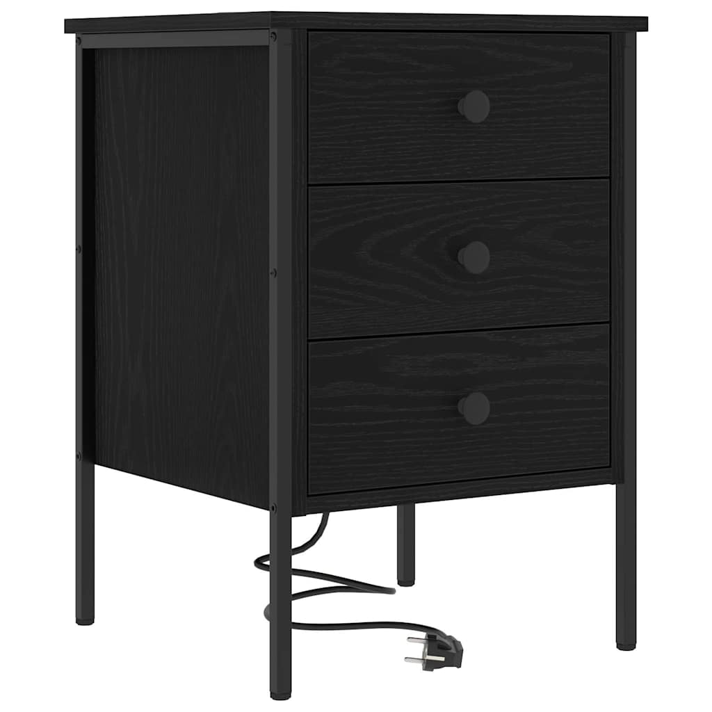 Nachttisch 2 pcs Schwarz Eichen-Optik 42 x 41 x 61 cm