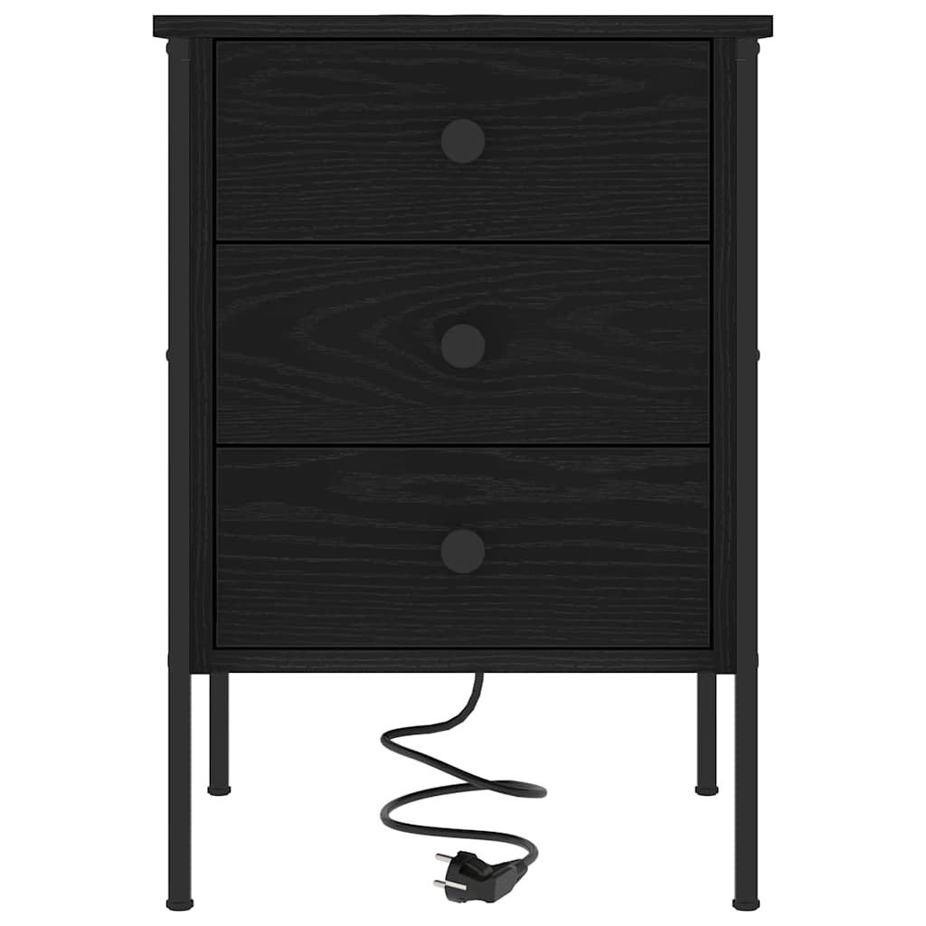 Nachttisch 2 pcs Schwarz Eichen-Optik 42 x 41 x 61 cm