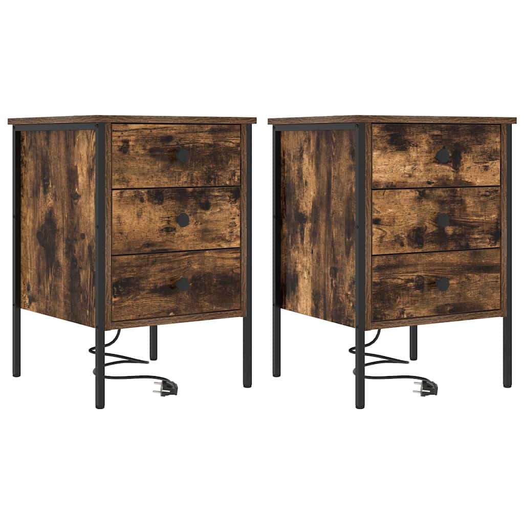 Nachttisch 2 pcs Geräucherte Eiche 42 x 41 x 61 cm