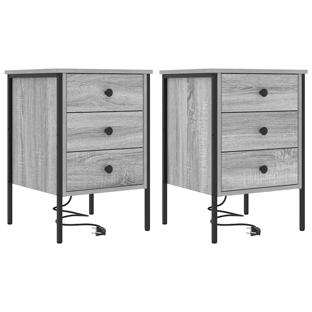 Nachttisch 2 pcs Graues Sonoma 42 x 41 x 61 cm Holzwerkstoff