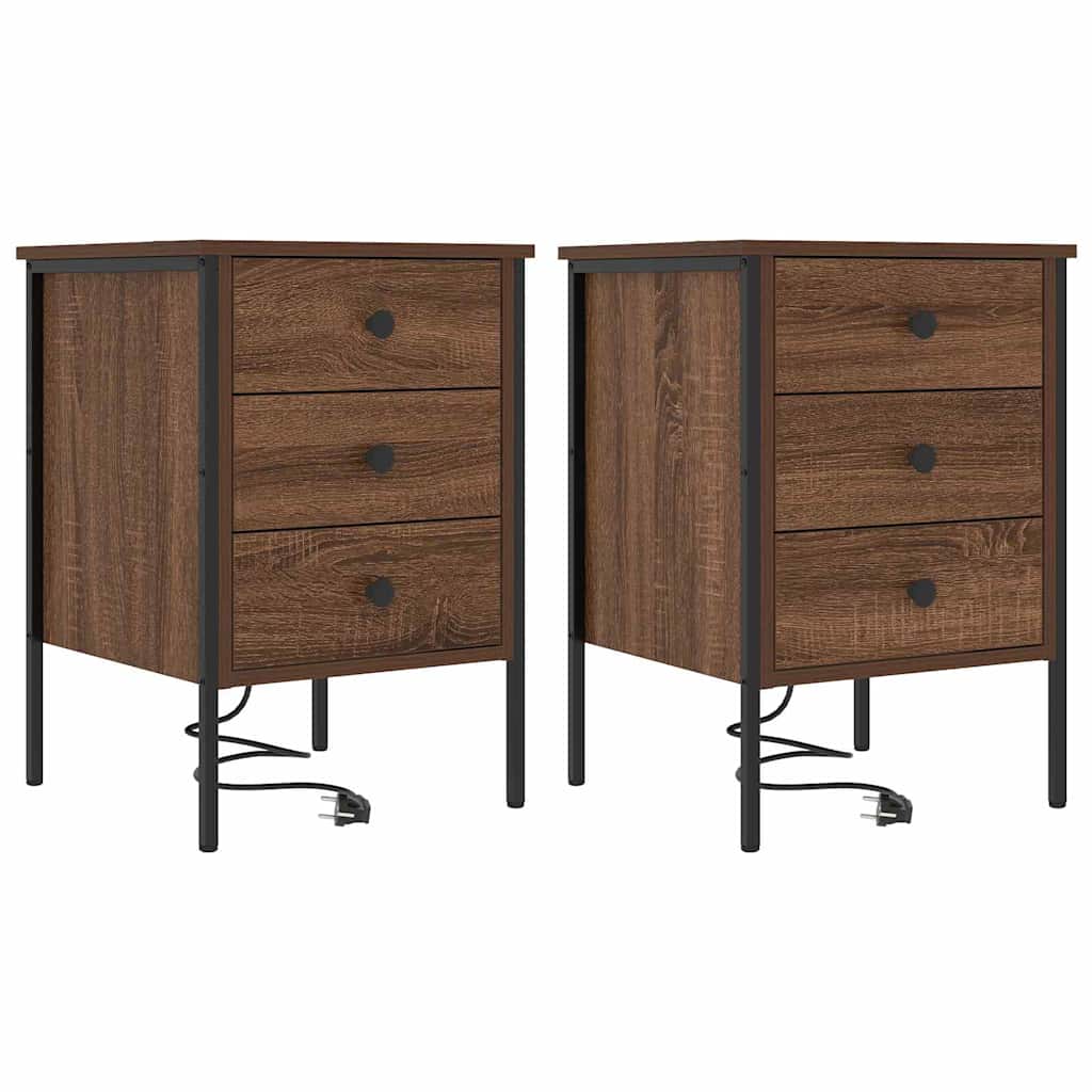 Nachttisch 2 pcs Braun Eichen-Optik 42 x 41 x 61 cm