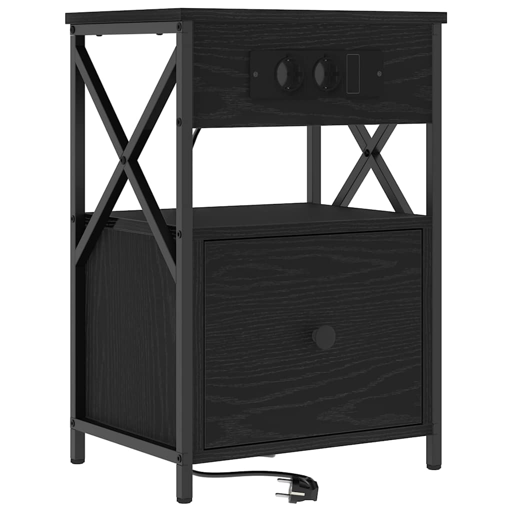 Nachttisch 2 pcs Schwarz Eichen-Optik 40 x 31 x 60 cm