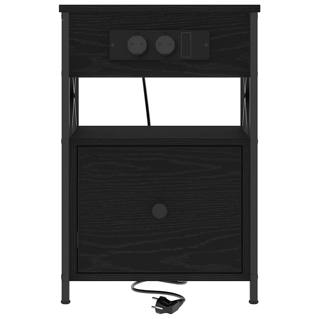Nachttisch 2 pcs Schwarz Eichen-Optik 40 x 31 x 60 cm