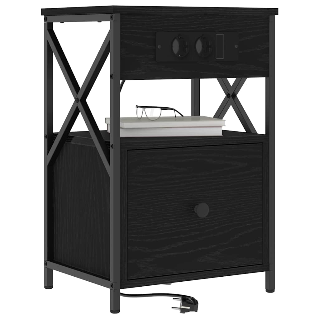 Nachttisch 2 pcs Schwarz Eichen-Optik 40 x 31 x 60 cm