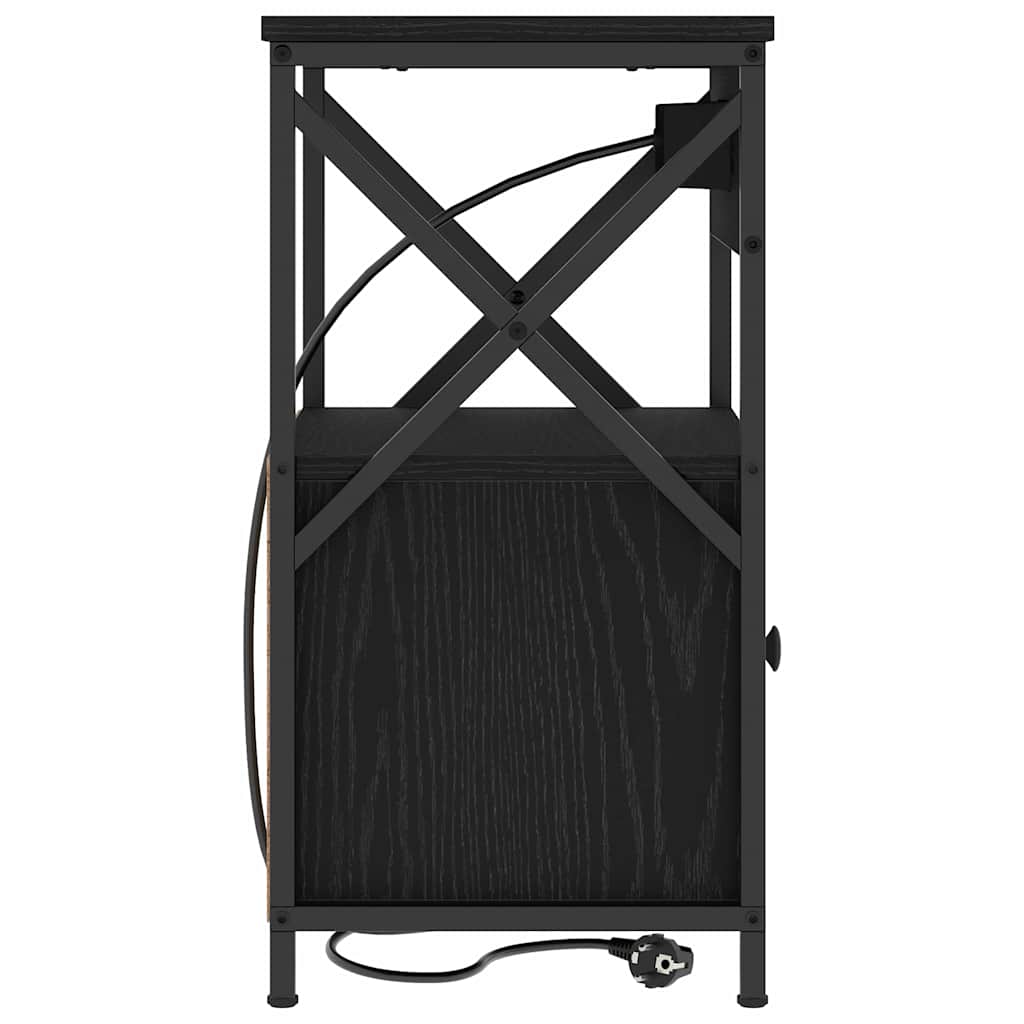 Nachttisch 2 pcs Schwarz Eichen-Optik 40 x 31 x 60 cm
