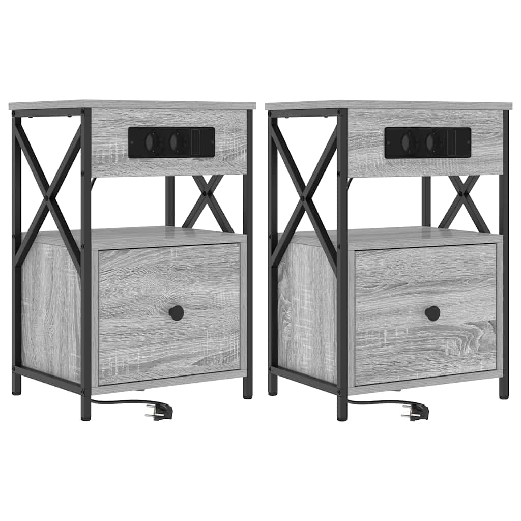 Nachttisch 2 pcs Graues Sonoma 40 x 31 x 60 cm Holzwerkstoff