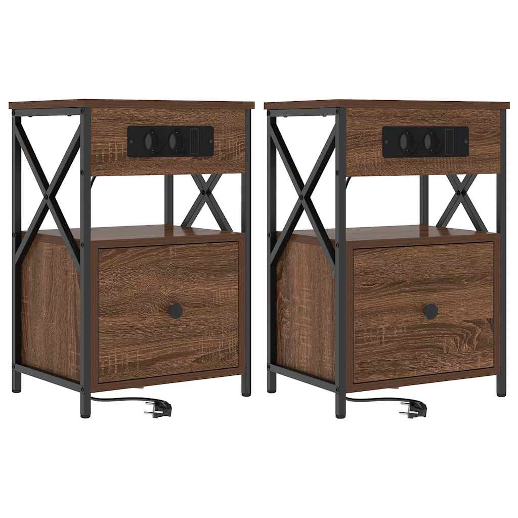 Nachttisch 2 pcs Braun Eichen-Optik 40 x 31 x 60 cm