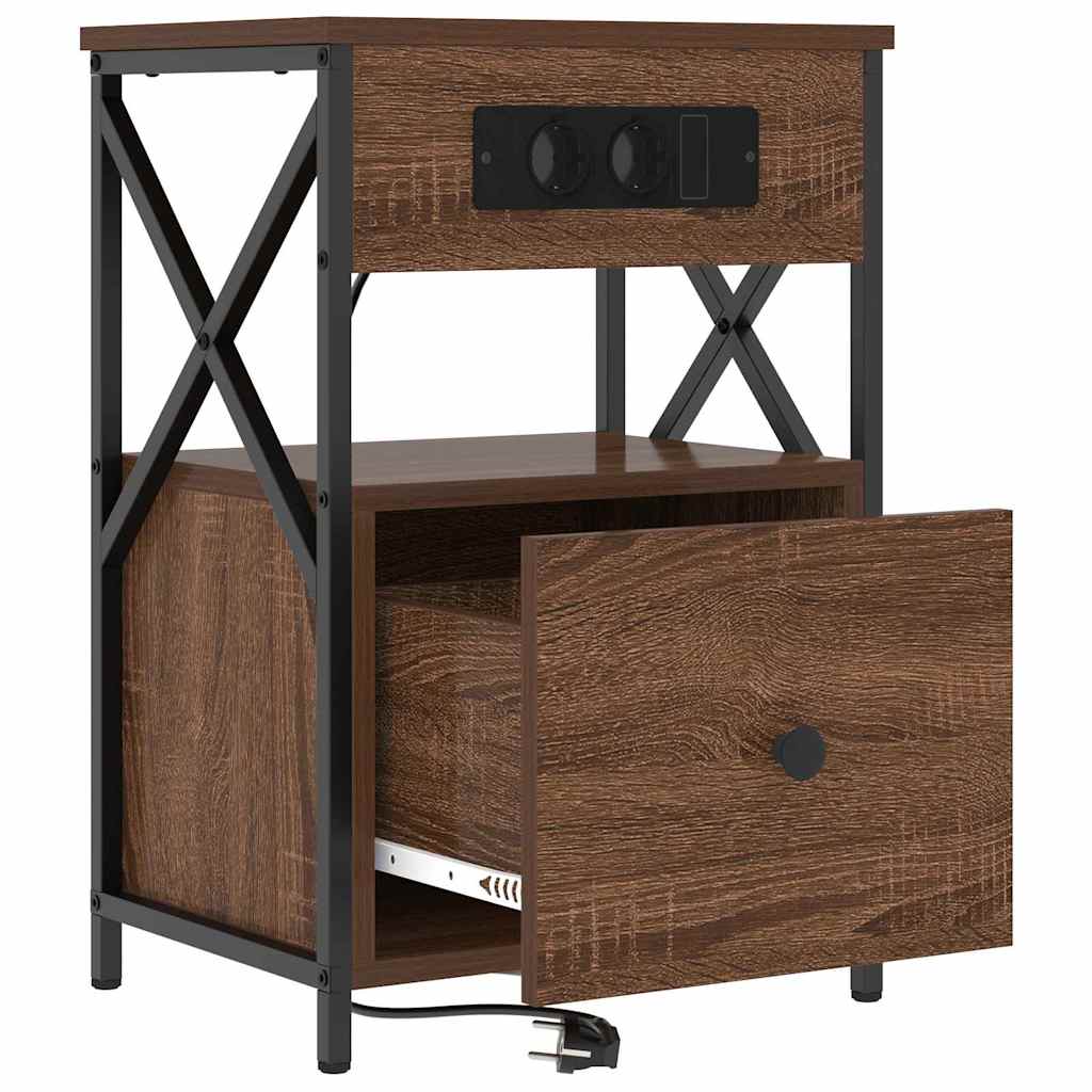 Nachttisch 2 pcs Braun Eichen-Optik 40 x 31 x 60 cm
