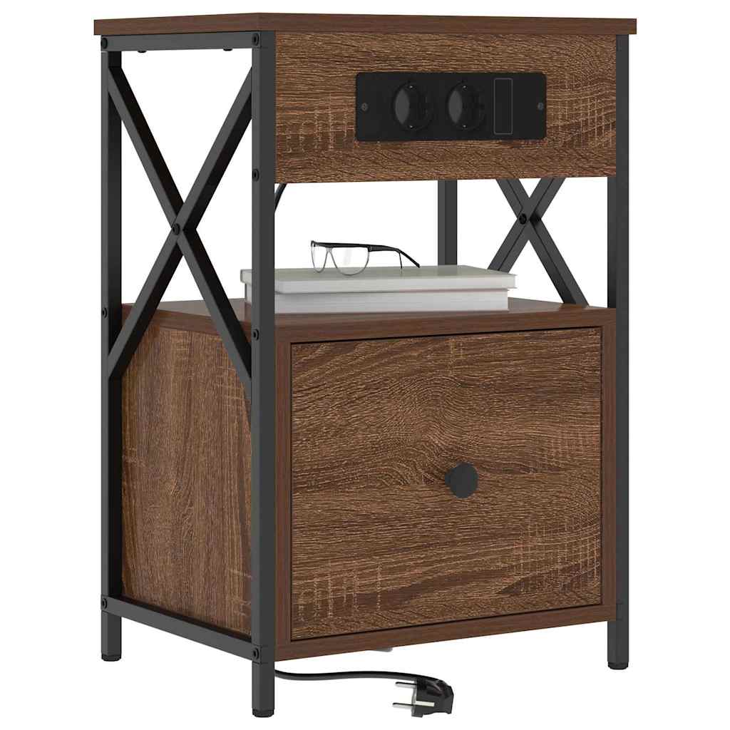 Nachttisch 2 pcs Braun Eichen-Optik 40 x 31 x 60 cm