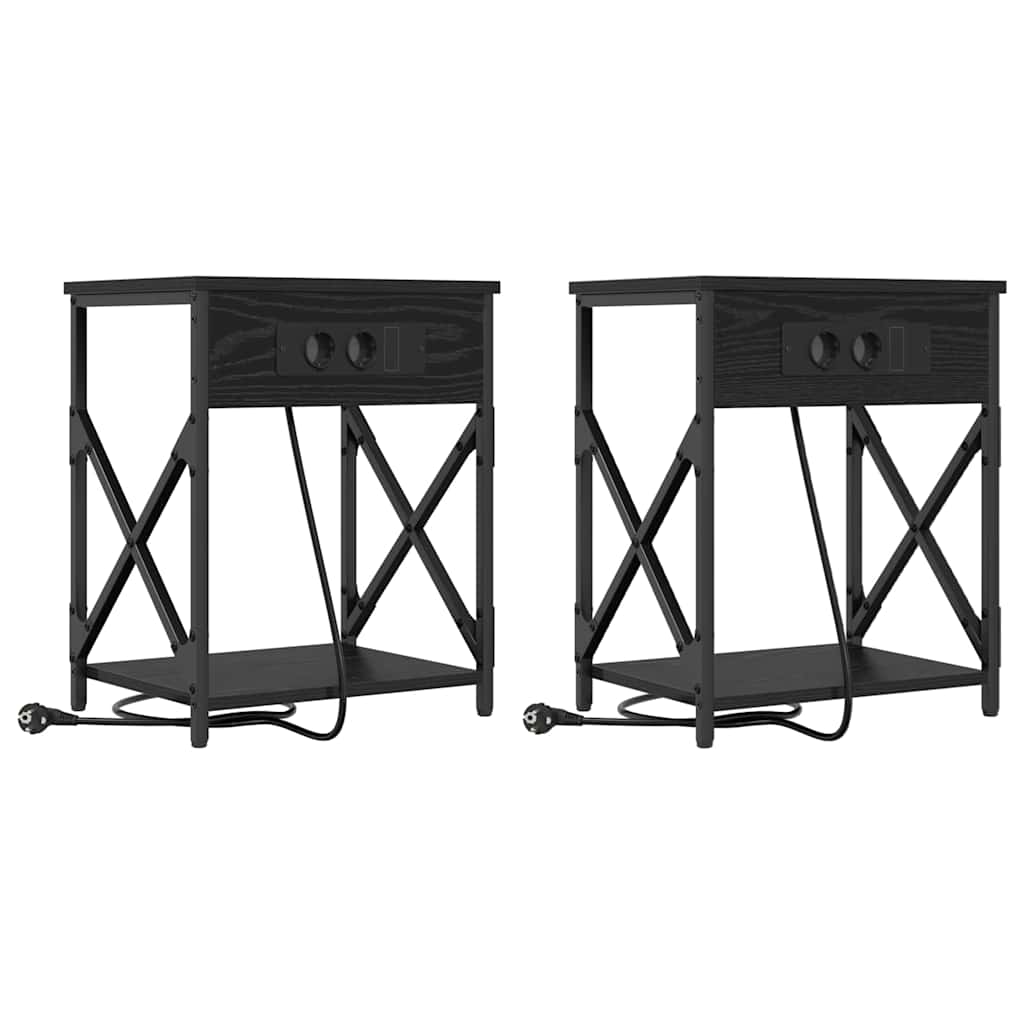 Nachttisch 2 pcs Schwarz Eichen-Optik 41 x 31 x 51 cm