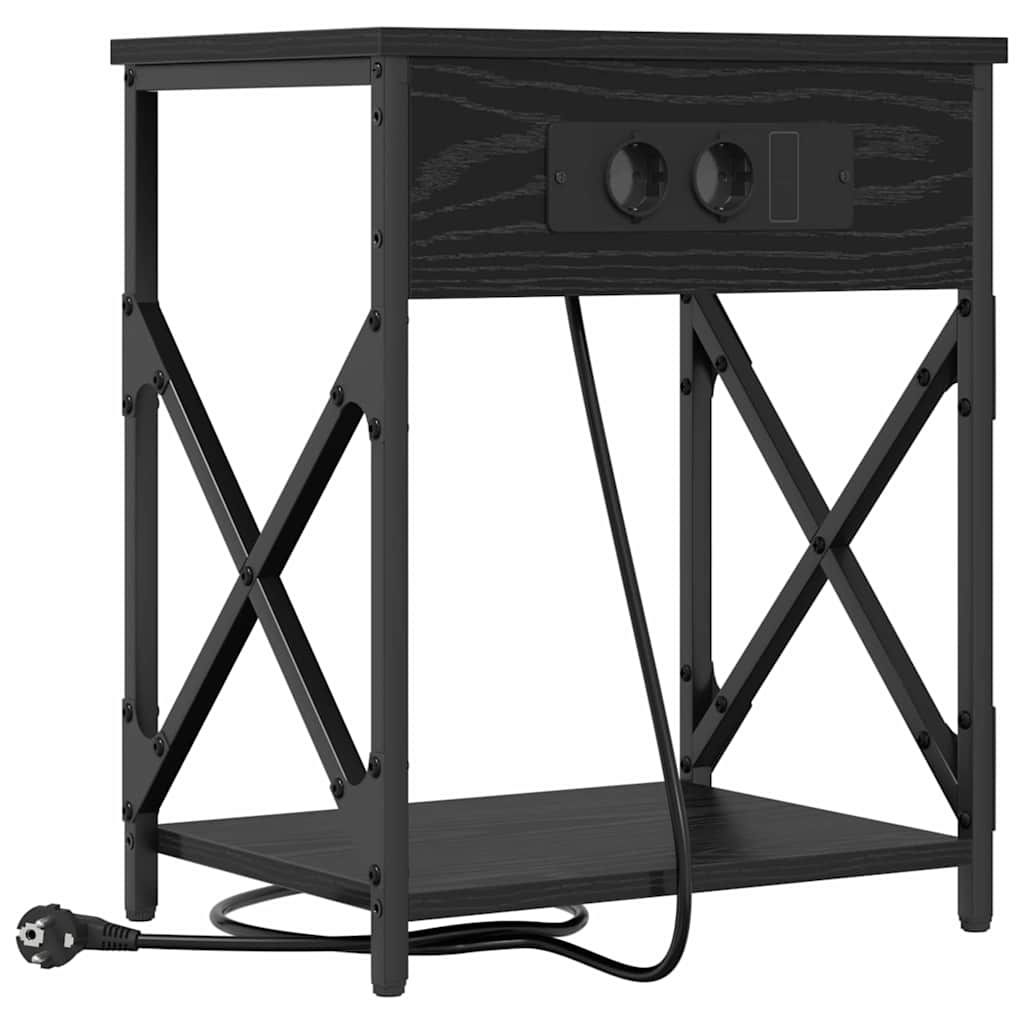 Nachttisch 2 pcs Schwarz Eichen-Optik 41 x 31 x 51 cm