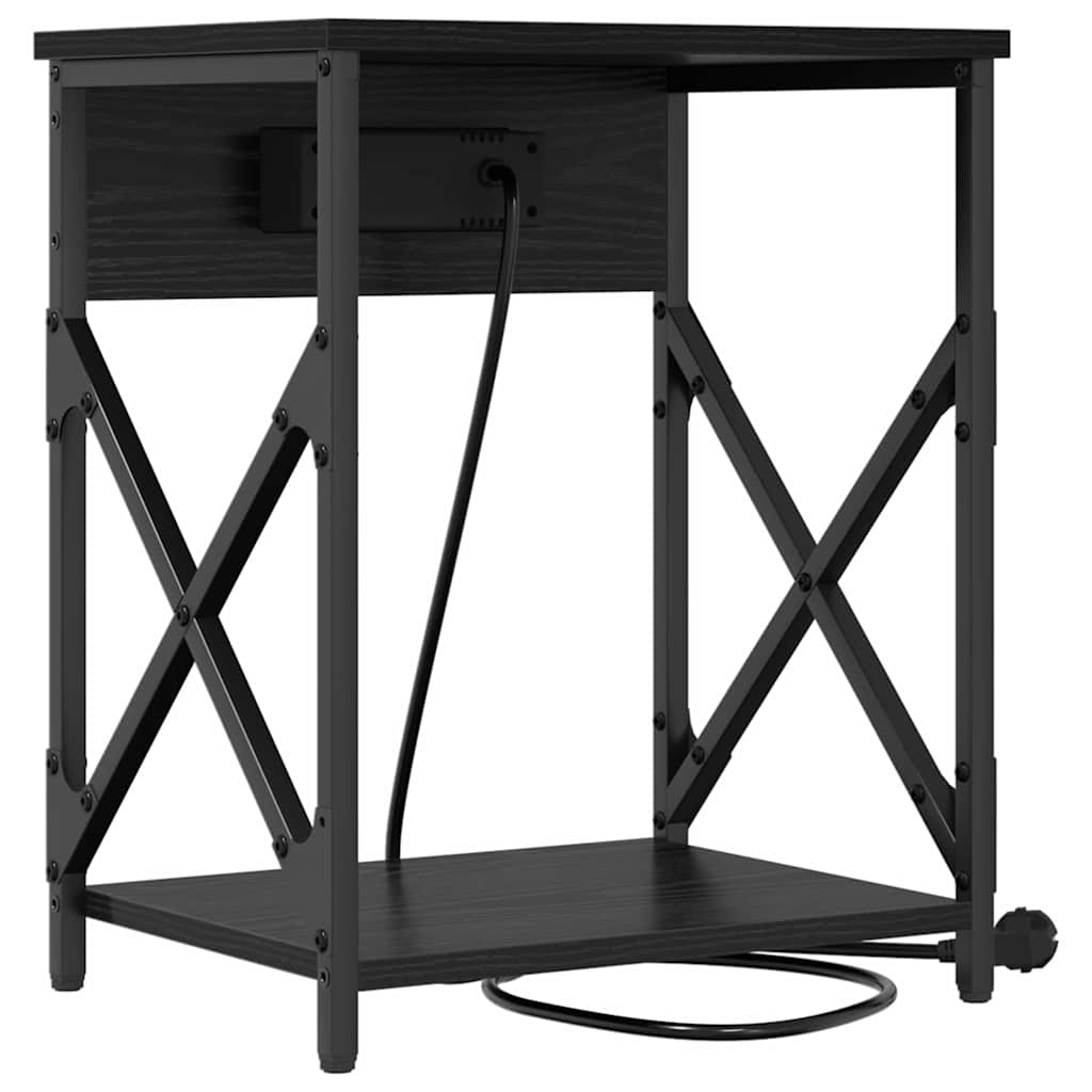 Nachttisch 2 pcs Schwarz Eichen-Optik 41 x 31 x 51 cm