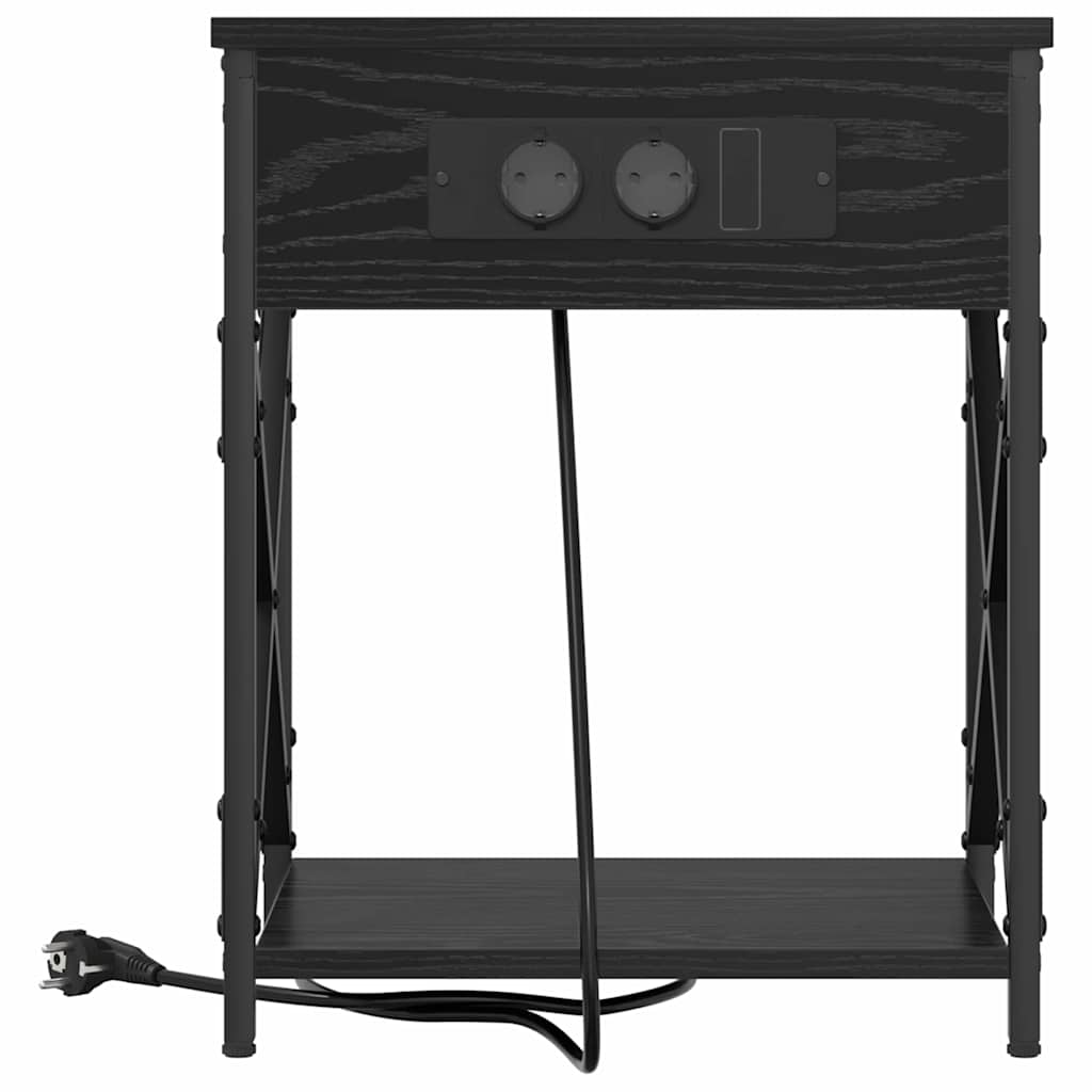 Nachttisch 2 pcs Schwarz Eichen-Optik 41 x 31 x 51 cm