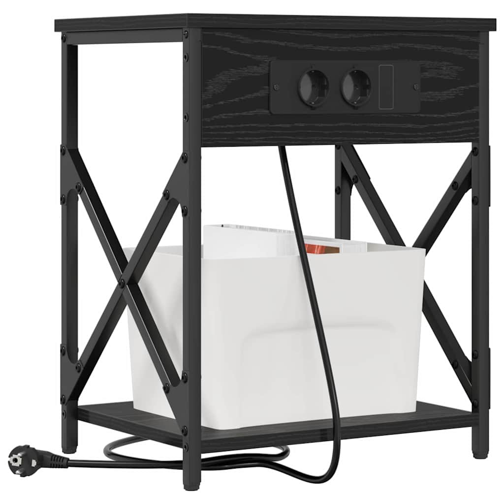 Nachttisch 2 pcs Schwarz Eichen-Optik 41 x 31 x 51 cm