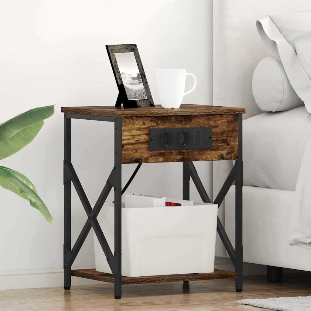 Nachttisch 2 pcs Geräucherte Eiche 41 x 31 x 51 cm