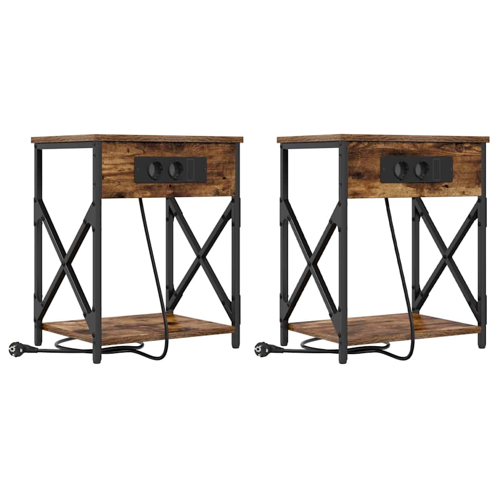 Nachttisch 2 pcs Geräucherte Eiche 41 x 31 x 51 cm