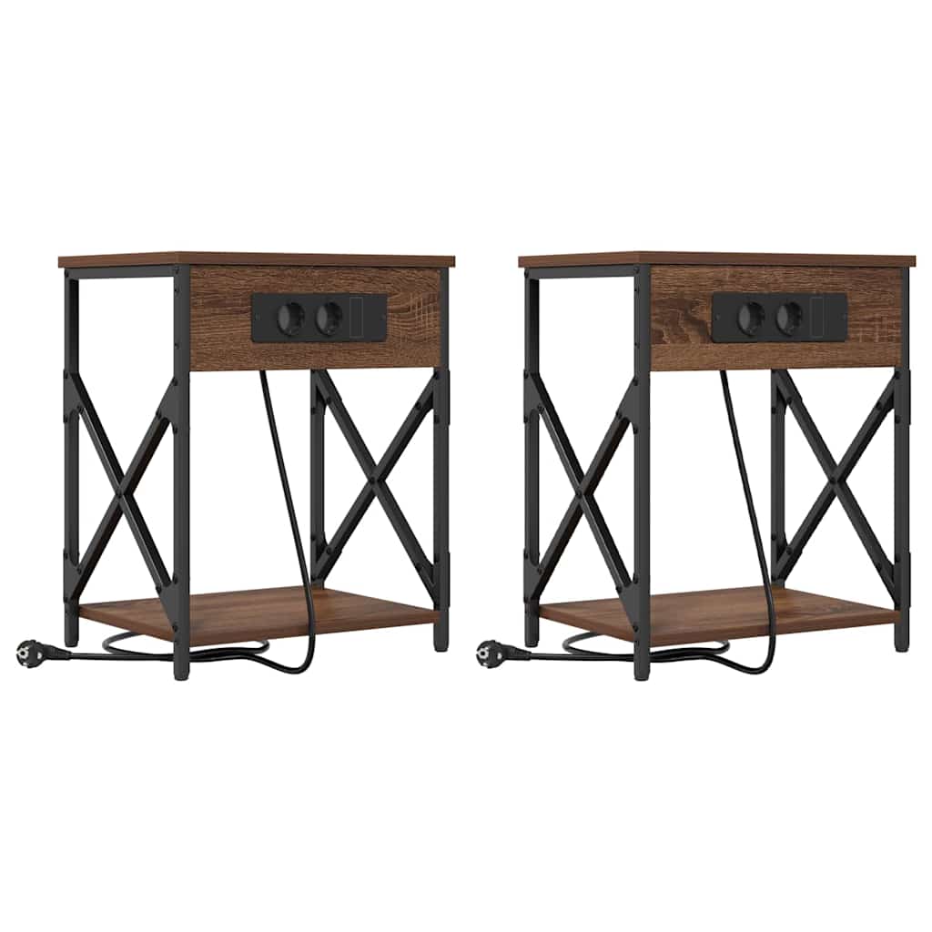 Nachttisch 2 pcs Braun Eichen-Optik 41 x 31 x 51 cm