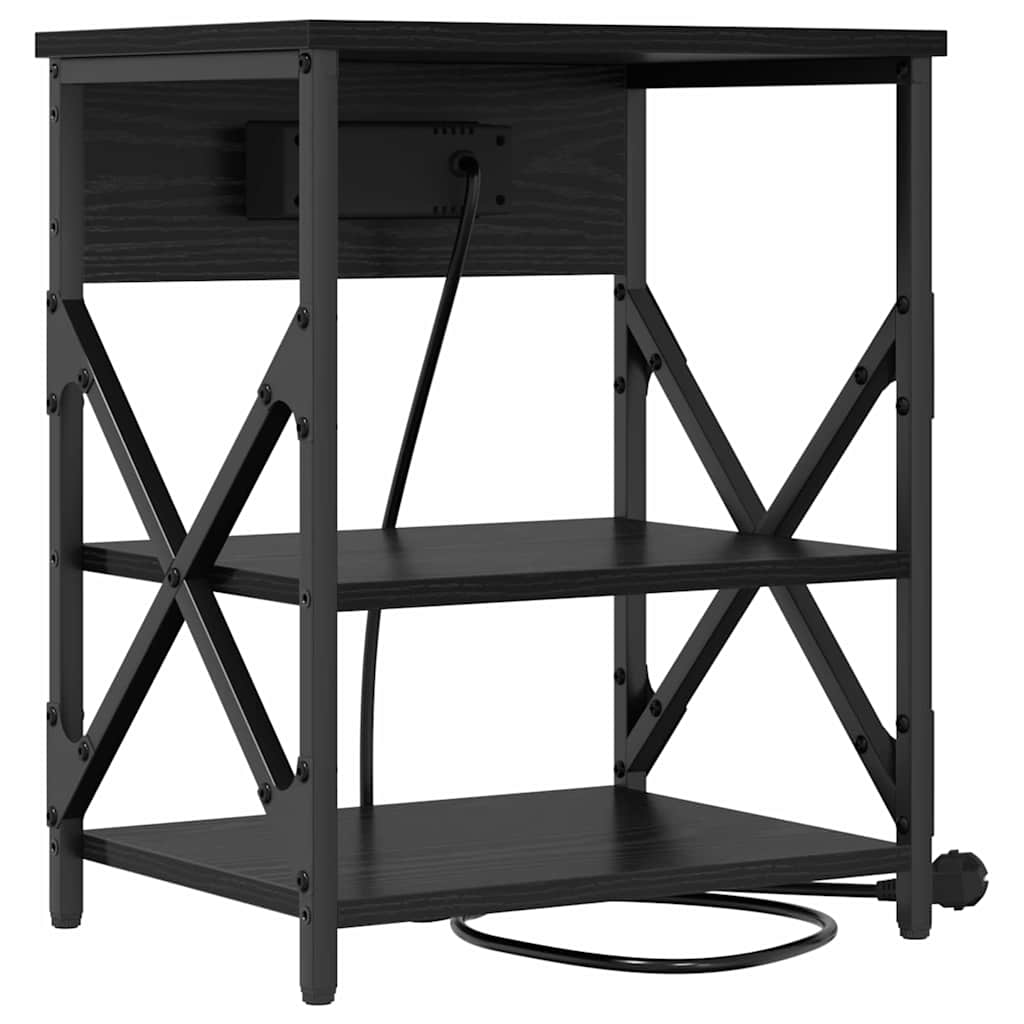 Nachttisch mit Regal 2 pcs Schwarz Eichen-Optik 41 x 31 x 51 cm