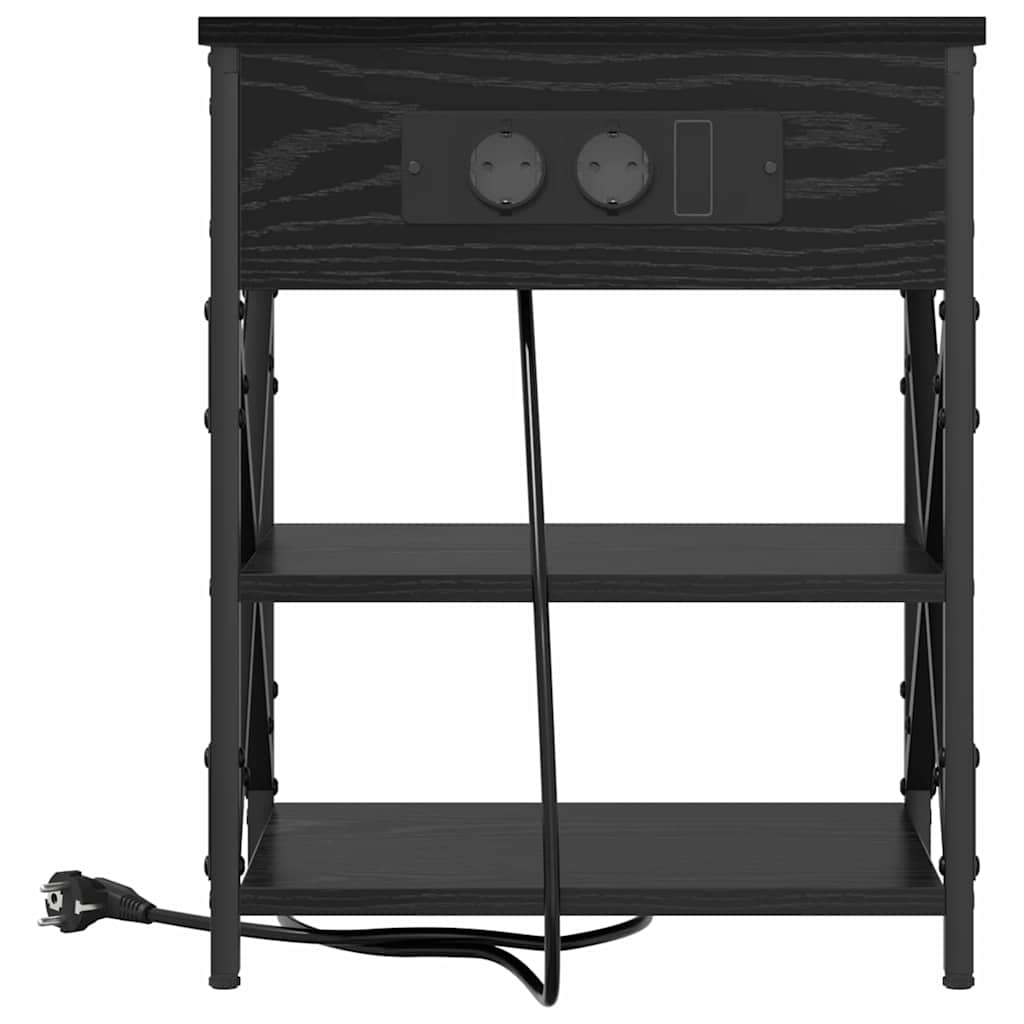 Nachttisch mit Regal 2 pcs Schwarz Eichen-Optik 41 x 31 x 51 cm
