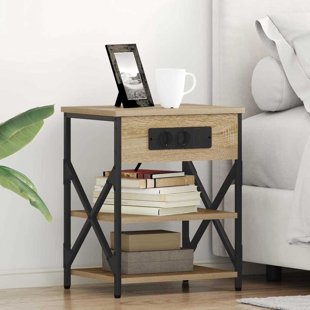 Nachttisch mit Regal Sonoma-Eiche 41 x 31 x 51 cm Holzwerkstoff