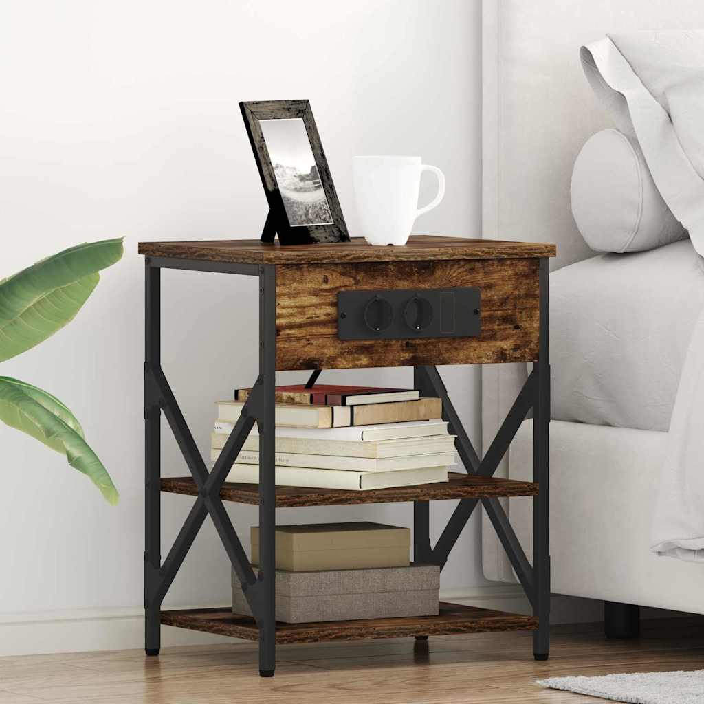 Nachttisch mit Regal 2 pcs Geräucherte Eiche 41 x 31 x 51 cm