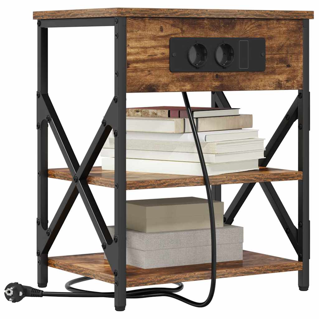Nachttisch mit Regal 2 pcs Geräucherte Eiche 41 x 31 x 51 cm