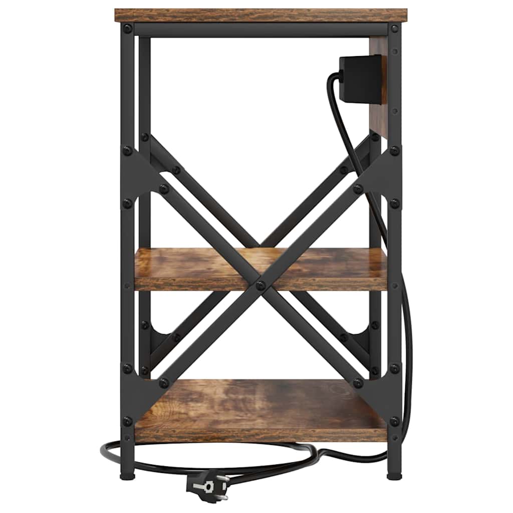 Nachttisch mit Regal 2 pcs Geräucherte Eiche 41 x 31 x 51 cm