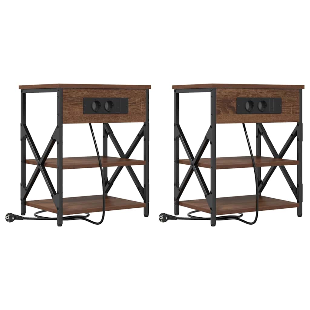 Nachttisch mit Regal 2 pcs Braun Eichen-Optik 41 x 31 x 51 cm