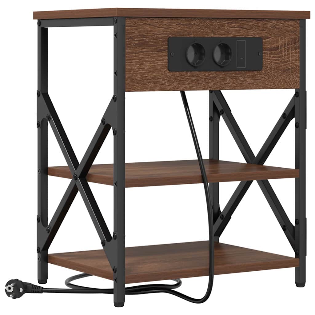 Nachttisch mit Regal 2 pcs Braun Eichen-Optik 41 x 31 x 51 cm