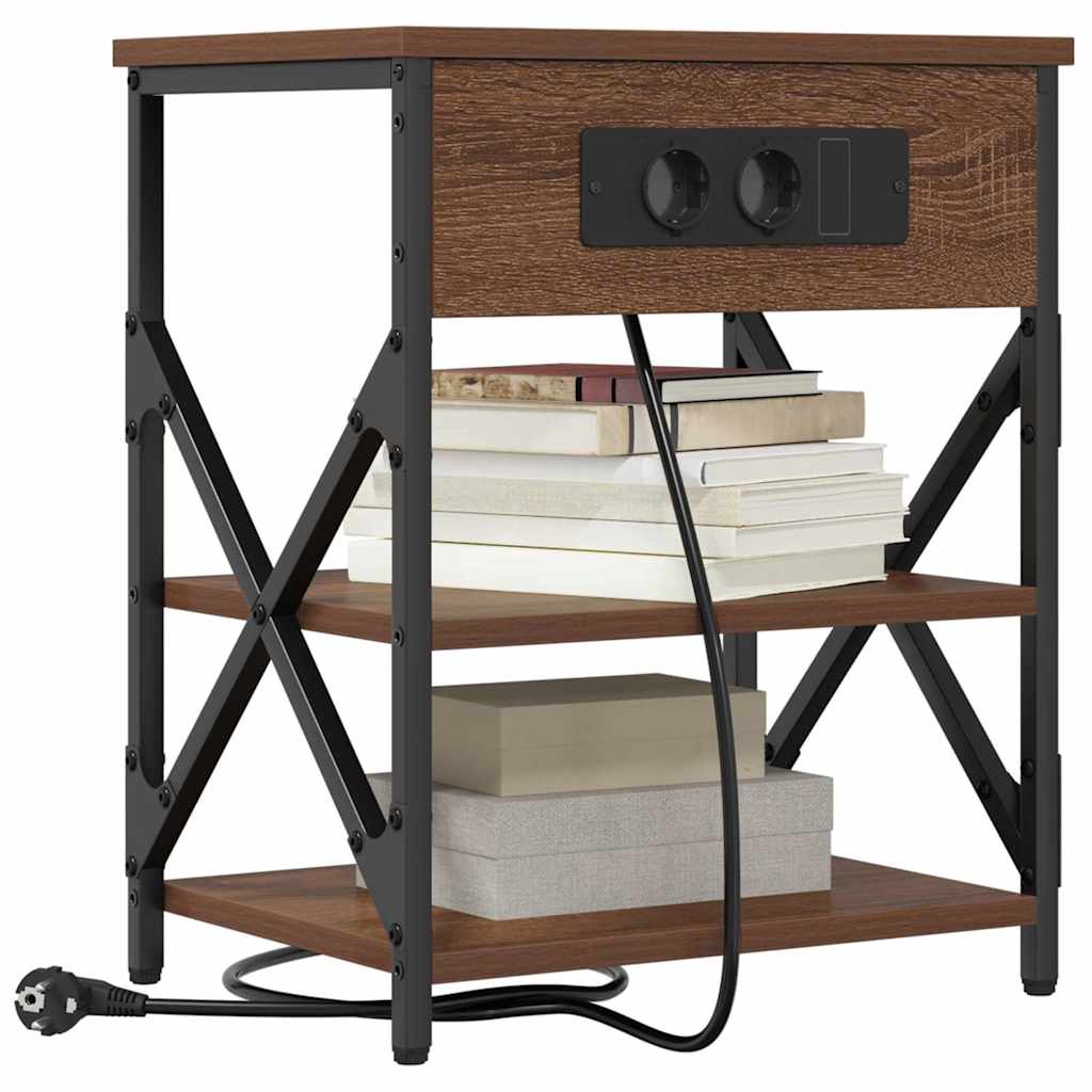 Nachttisch mit Regal 2 pcs Braun Eichen-Optik 41 x 31 x 51 cm