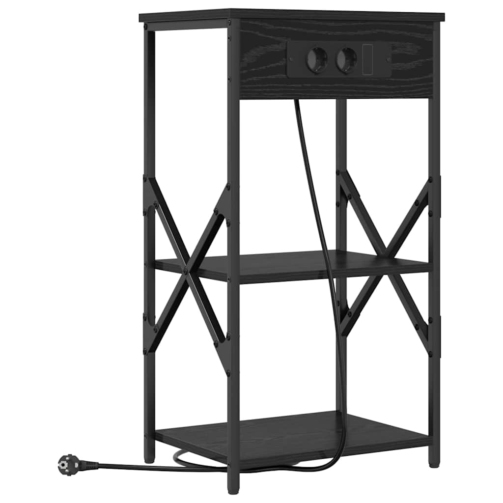 Nachttisch mit Regal 2 pcs Schwarz Eichen-Optik 41 x 31 x 76 cm