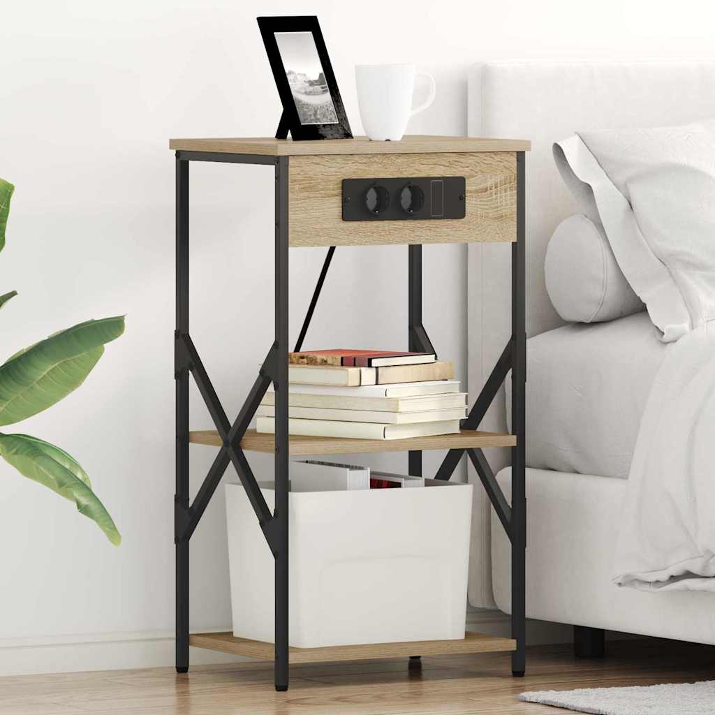 Nachttisch mit Regal Sonoma-Eiche 41 x 31 x 76 cm Holzwerkstoff